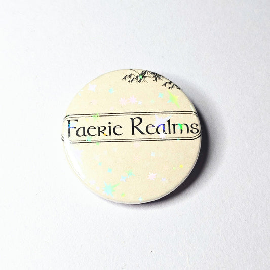 Faerie Realms - Upcycled ACOTAR Book Page Pin | 38mm Holographic Button Badge | Unique Book-Lover Gift